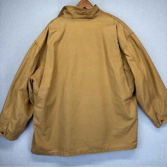 LL Bean Men’s XXL Original Field Coat Barn Chore Tan Jacket Flannel Lined Vtg - Picture 3 of 9